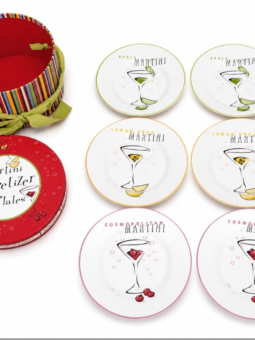 Cosmopolitan Martini Appetizer Plate with Red and Pink Accents